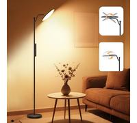IEGLED Lampadaire LED Dimmable 32W avec Télécommande, 2700K-6500K Lumière Réglable, Lampadaire de Salon Moderne avec Lampe de Lecture, Idéal pour Salon Chambre Bureau, Noir