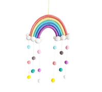ieron Tapisserie arc-en-ciel à suspendre avec cordons tressés faits à la main et pompons en macramé - Boules de feutre tissées à suspendre au mur - Décoration de chambre d'enfant - Accessoires de