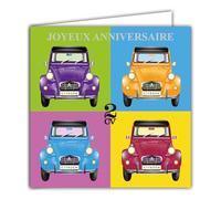 IETSCPMD15185 Carte Joyeux ANNIVERSAIRE Citroën 2CV POPART - Licence officielle Citroën Auto Passion & Collections Voiture Rétro Vintage - Avec Enveloppe Blanche Format 15x15 cm - Fabriqué en France