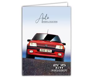 IETSCPXL-16131 MAXI GRANDE CARTE XL 22x31cm Peugeot 205 GTI Licence Officielle Sport Automobile Voiture de Collection - Intérieur Blanc 44x31cm -Avec Enveloppe - Départ Retraite Anniversaire