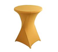 iEventStar Stretch Nappe Housse Lavable Nappe Mange Debout Ronde Protection pour Bar Table de Banquet de Mariage Table Cocktail Haute de Bistro (doré, Ø 60-65 cm)