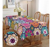 iEvery Nappe Rectangulaire Anti-Tache 150x220 - Nappe de Table Enduite Maroc, Extérieur Imperméable en Polyester - Protection pour Salle à Manger, Jardin, Cuisine, Pique-Nique
