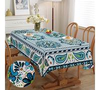 iEvery Nappe Rectangulaire Anti Tache, Nappe de Table Enduite Nappe Boho 150x260, Nappe Exterieur Imperméable en Polyester Protection de Table pour Salle à Mangerr Jardin Cuisine Pique-Nique
