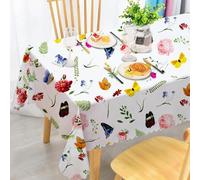 iEvery Nappe Rectangulaire Anti Tache, Nappe de Table Enduite Nappe Fleurie 110x140, Nappe Exterieur Imperméable en Polyester Protection de Table pour Salle à Mangerr Jardin Cuisine Pique-Nique
