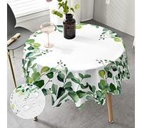 iEvery Nappe Ronde Anti Tache 150 cm, Table Enduite Fleurie, Extérieur Imperméable en Polyester, Protection pour Salle à Manger, Jardin, Cuisine, Pique-Nique, Restaurant