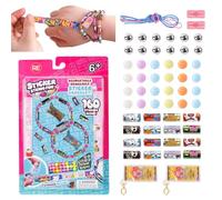 iewrtcin Sticki Rolls Bracelet avec autocollants, 160 autocollants et accessoires, bracelet autocollant, motif de dessin animé, bracelet autocollant portable et divisible, bracelets à faire soi-même