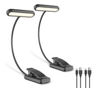 iFalarila 2 Pièces Lampe de Lecture Rechargeable avec Câble de Type-C, Liseuse Lampe Clip [3 Couleurs et 10 Luminosités] Mini Veilleuse Flexible à col de Cygne et à Pince pour Les Enfants