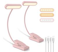 iFalarila 2 Pièces Lampe de Lecture Rechargeable avec Câble de Type-C, Liseuse Lampe Clip [3 Couleurs et 10 Luminosités] Mini Veilleuse Flexible à col de Cygne et à Pince pour Les Enfants