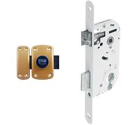Ifam B6/50 (025360) - Verrou de sécurité & Yale Y50R-A40/B - Serrure à Encastrer passage de cylindre (non fourni), Réversible, Blanc | Têtière Bouts Ronds, Axe à 40 mm - Pour Porte de Bureau