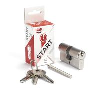 IFAM Cylinder Start STSP3030N Serrure de sécurité cylindrique nickelée 30 x 30 mm avec 3 clés Serrata en acier nickelé, cylindre profilé européen, porte intérieure et extérieure