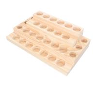 IFANLANDOR Support de Rangement pour Huiles Essentielles en Bois, 4 Niveaux | Coffret Séparé à 30 Emplacements, Surface Lisse sans Bavure, Couleur Khaki, pour Flacons et Présentation