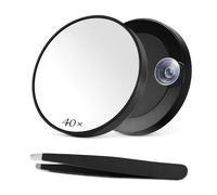IFTHGIO Miroir de Poche Grossissant X 40, Miroir de Voyage Pliable 8.8 CM | Avec Une Pince Et Une Ventouse,Monture En Plastique Abs,Puissant Effet Grossissant,pour Maquillage,Épilation