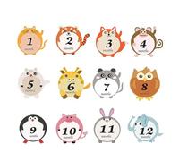 ifundom 12pièces Stickers Garçon Fille Mois Animaux Cartoon Décor Photo Cadeau Naissance Fille Garçon Chambre