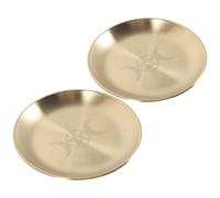 ifundom 2 Pièces Plaque Pentagramme Ronde en Fer Doré, Plateau Décoratif | Surface Lisse, Finition Polie, Solide et Stable, pour Bougie ou Rangement
