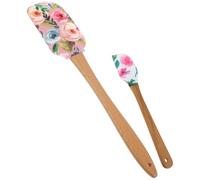 ifundom 2 Pièces Spatule Racloir en Silicone Manche Bois pour Pâtisserie | Surface Antiadhésive, Forme Unique, Lissage de Gâteaux et Crème, Outil Polyvalent pour Boutique Alimentaire