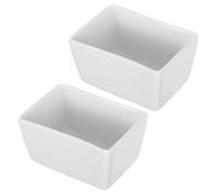 ifundom 2 Pièces Sucrier en Céramique Blanche Rectangulaire | Bol Multifonction pour Table Cuisine, Facile à Nettoyer, Usage Quotidien, Design Sobre, Longue Durée