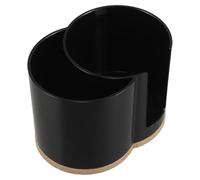 ifundom Boîte à Double Trou en Bambou et Noir pour Cotons-tiges et Disques, Design Compact pour Usage en Voyage et Salle de Bain