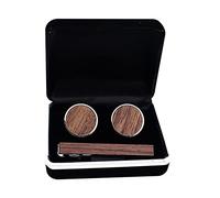 ifundom Boutons de Manchette en Noyer Marron Pince à Cravate en Alliage, Légers et Faciles à Utiliser, Coffret Cadeau pour Hommes Élégants
