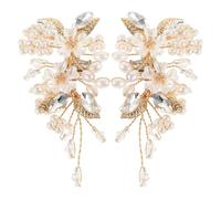 ifundom Clips à Chaussures Mariée Fleurs en Perles Imitation, Alliage de Zinc, Élégants et Faciles à Porter, Lot de 2pcs pour Décoration de Chaussures de Mariage