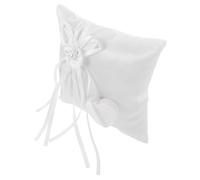 ifundom Coussin pour Alliance de Mariage Carré Blanc en Tissu | Design Floral Romantique, Finition Soignée, Format Compact, Réutilisable et Facile à Ranger