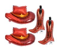 ifundom Lot de 4 Ballons Aluminium Forme Chapeau de Cowboy et Bottes Marron pour Décoration de Fête Anniversaire Western et Accessoires Photo