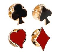 ifundom Lot de 4 Broches Décoratives de Cartes à Jouer, Épingles de Revers en Alliage de Zinc, Style Ludique, pour Costume Robe Chemise
