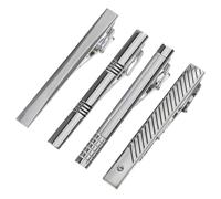ifundom Lot de 4 Pinces à Cravate Argentées en Métal Poli, Accessoires Minimalistes pour Hommes, Maintien Sûr, Design Classique Polyvalent pour Costume, Mariage et Bureau, Ensemble