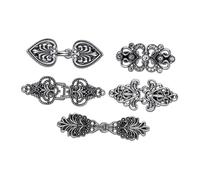 ifundom Lot de 5 Pinces à Châle Vintage en Métal, Clips pour Cardigan Femme Motifs Floraux, Fermeture Décorative Ajustable, Accessoires Rétro pour Robe, Pull et Chemise