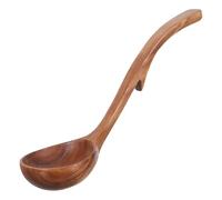 ifundom Louche à Soupe avec Manche Long en Bois D'acacia Facile à Nettoyer et Crochet Arrière Incurvé, Résistante la Chaleur Cuisine Préparation des Repas