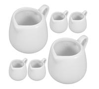 ifundom Mini Pot à Lait en Céramique Blanc 50ml Lot de 6 avec Poignée pour Service Hygiénique Matin et Café