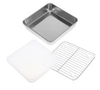 ifundom Panier à Griller en Acier Inoxydable Rectangulaire Multifonctionnel avec Plat à Rôtir Profond et Revêtement Silicone pour Cuisson Uniforme Cuisine et Barbecue