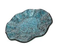 ifundom Plateau Mosaïque Rond Bleu en Verre Miroir Décoratif 11,6 Pouces | Finition Vintage et Moderne, Bords Ondulés, Élément Central pour Entrée ou Présent Crémaillère