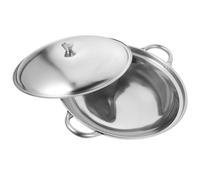 ifundom Poêle à Sauter en Acier Inoxydable avec Couvercle, Double Poignées | Fond Plat, Surface Polie, Adaptée aux Cuissons au Feu à Alcool, pour Bouillies et Plats Secs