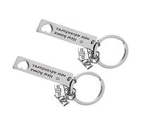 ifundom Porte-clés Pendentif Maison en Acier Titane 2 Pièces pour Paquet et Clés de Voiture, Décoration Créative pour Couple et Famille