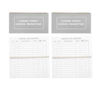 ifundom Registre de Chèques Facile à Lire pour Faible Vision à Gros Caractères avec Section Date, Papier Solide Portable Pack de 4 Pièces Bureau et Voyage
