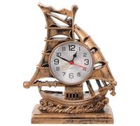 ifundom Réveil Modèle Voilier sans Pile, Horloge de Table Plastique Or, Décoration Vintage pour Bureau et Chambre, Motif Marin Résistant à l'usure Plusieurs Styles