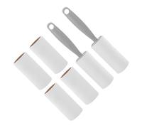 ifundom Rouleau Adhésif Anti-Peluches Gris avec Manche, Lot de 8 Rouleaux Rechargeables, Brosse Manuelle pour Vêtements, Poils D’Animaux, Canapé et Voiture, Outil de Nettoyage pour