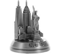 ifundom Statuette Monument New York en Métal, Déco Vintage pour Étagère | Argenté, Charme Historique et Style Raffiné, pour Bibliothèque et Cabinet, Objet de Collection