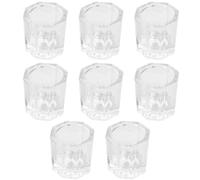 ifundom Tasse de nail art en verre, lot de 8, gobelet porte-liquide pour manucure, pour artistes ongulaires et salon de nail art, facile à transporter, blanc, 1.18 x 1.18 x 1.26 in