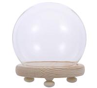 ifundom Verre Clair Cloche Globe Affichage Cloche Pot Transparent en Verre Mini Assiette À Gâteau Dessert Gâteau Stand avec Socle en Bois Décoratif Couvercle De pour