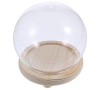 ifundom Verre Clair Cloche Globe Affichage Cloche Pot Transparent en Verre Mini Assiette À Gâteau Dessert Gâteau Stand avec Socle en Bois Décoratif Couvercle De Cloche pour