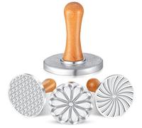 iFutniew Lot de 3 tampons à biscuits en métal avec poignée en bois pour la pâtisserie, la pâtisserie, la pâtisserie, la fabrication soignée