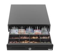 iggual -Tiroir-Caisse IRON-70 - Caisse Enregistreuse Manuelle ou Automatique pour 5 Billets et 8 Pièces - Serrure à 3 Positions - Matériau Acier+Plastique - Usage Professionnel -Noir (44,5 x 42,5 x 9)