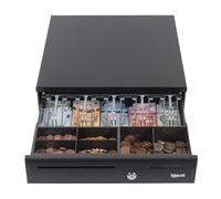 iggual- Tiroir Porte-monnaie IRON-35 -Caisse Enregistreuse Manuelle ou Automatique pour 5 billets+5 pièces -Serrure à 3 Positions. Boîtier acier+ Tiroir plastique -Professionel -Noir (42x40,5x10 cm)