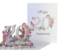 iGifts And Cards Carte de vœux pop-up 3D Happy 20th Milestone Anniversary - Couple parfait, mariage élégant, mariage, romantique, être ensemble, platine félicitations, inséparables, Love 'N Happiness