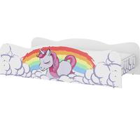 iGLOBAL Lit d'enfant Fille Lit d'adolescent Lit junior Lit avec sommier à lattes Matelas mousse Licorne 140 x 70 cm