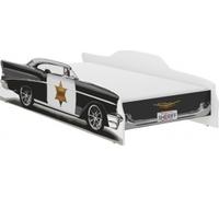 iGLOBAL Lit d'enfant Lit voiture Cars Lit junior Lit avec sommier à lattes Matelas mousse Sheriff 140 x 70 cm