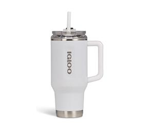 IGLOO TRAVEL MUG 32 gobelet isotherme 900ml inox avec paille - tasse étanche compatible boissons gazeuses, sans BPA - garde les boissons 12h chaudes & 48h froides, idéale en déplacement