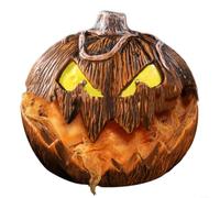 Igniport Décoration de citrouille Animatronik à commande vocale avec effet lumineux pour Halloween, tête mobile avec motif corbeau et chat, ornement en plastique pour l'intérieur et l'extérieur, 21 x