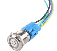 Ignition Starter pour Voiture Interrupteur à bouton-poussoir en acier inoxydable, 12/16mm, autobloquant, 1NO 1NC, motif de symbole d'alimentation pour application électrique(16mm white)